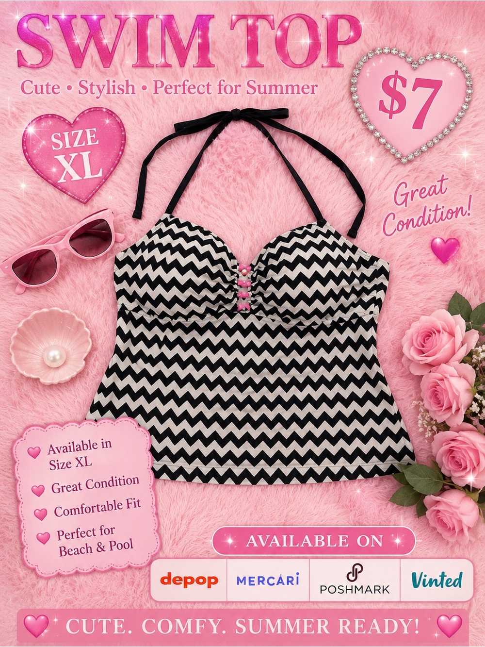 Target Black & White Chevron Halter Swim Camisole
